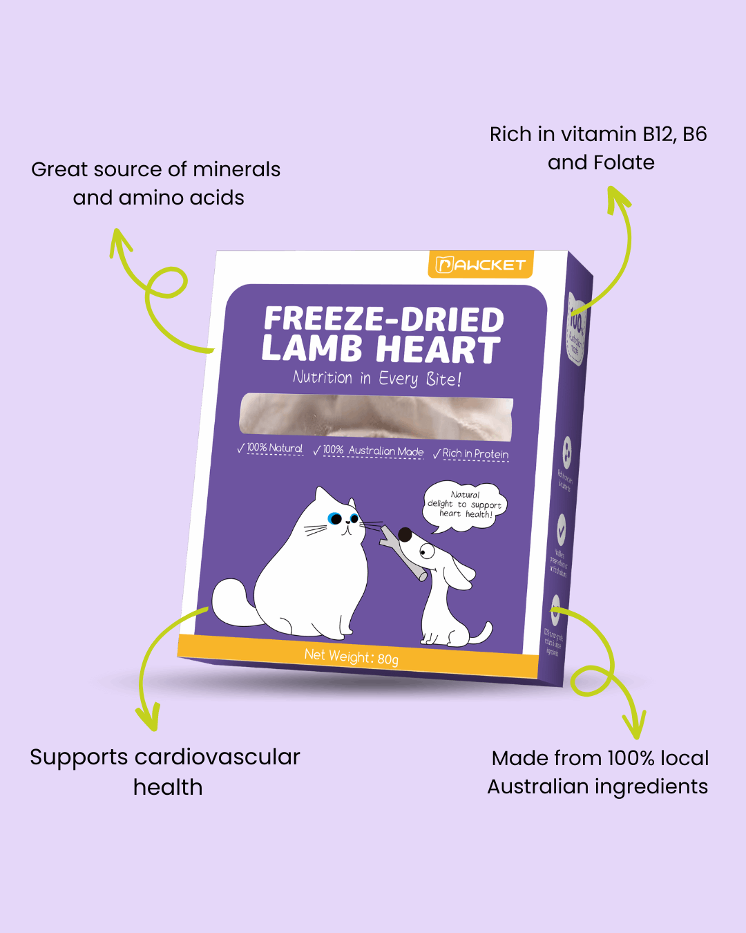 Pawcket Freeze-Dried Raw Lamb Heart Treat - Pawcket Pet Treats